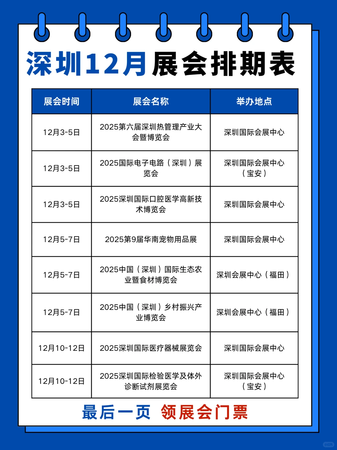 深圳12月展会排期表+地址+门票领取