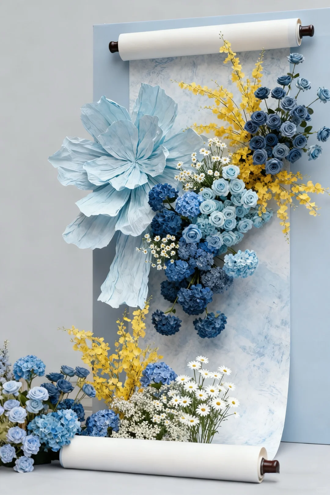 艺术卷轴搬进现实，蓝调花艺美陈太绝了