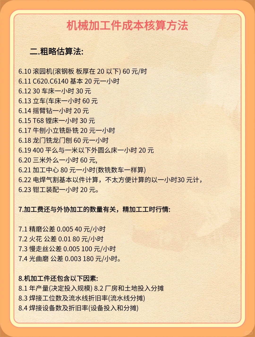 采购记住这些机械加工件核算成本，告别加班