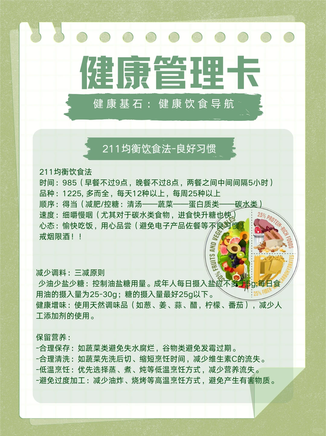 健康基石之——211健康饮食导航