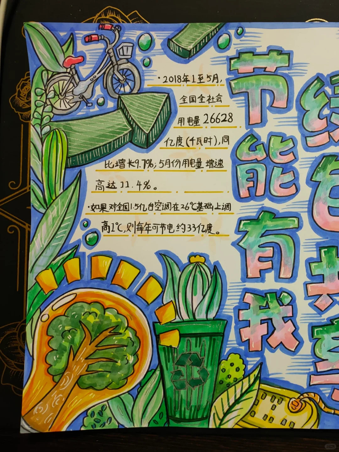 绿色共享手抄报/马克笔