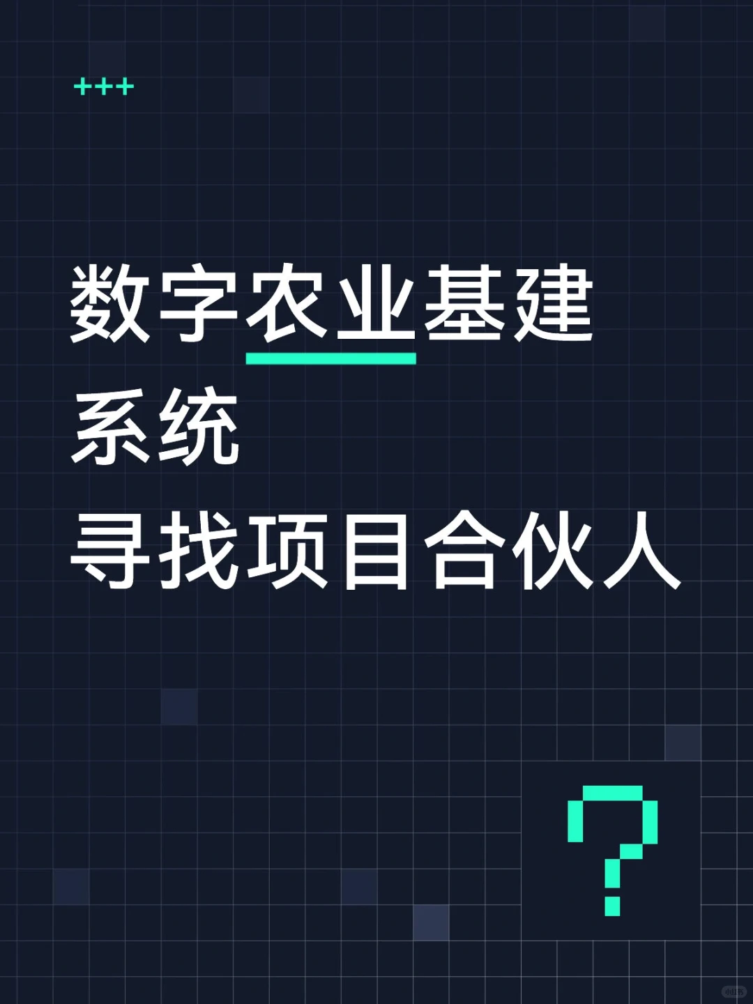 数字农业基建项目，寻找项目合伙人