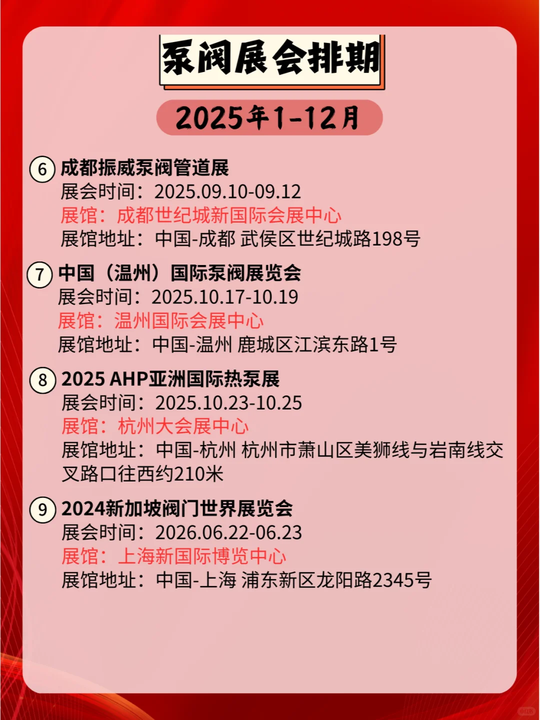 2025年全国泵阀展会排期合集来咯?