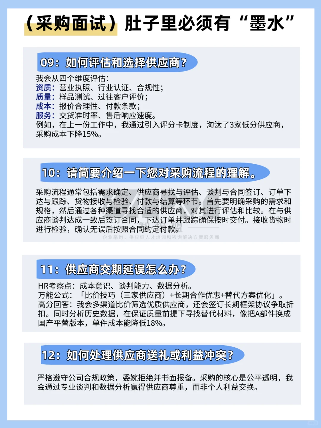 采购面试，肚子里必须有“墨水”