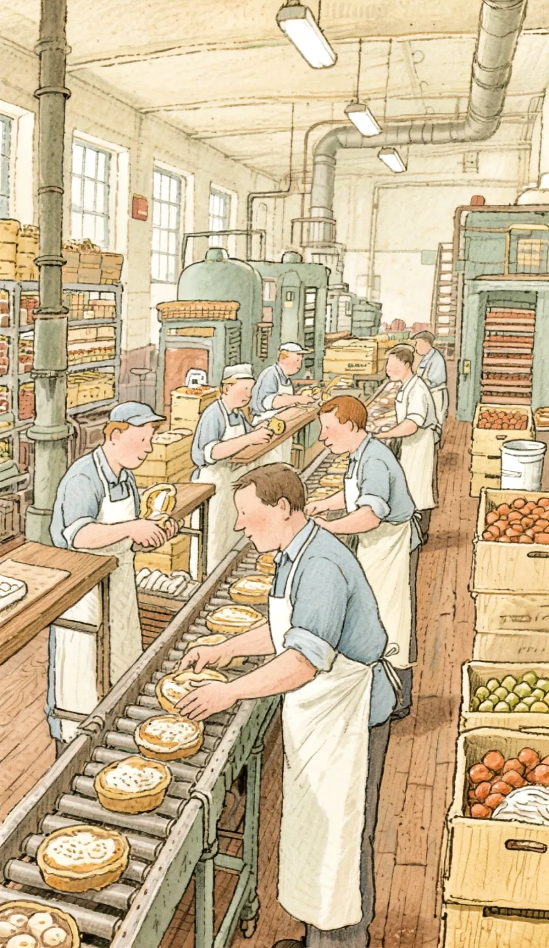 ?和插画小人一起去食品工厂做面包