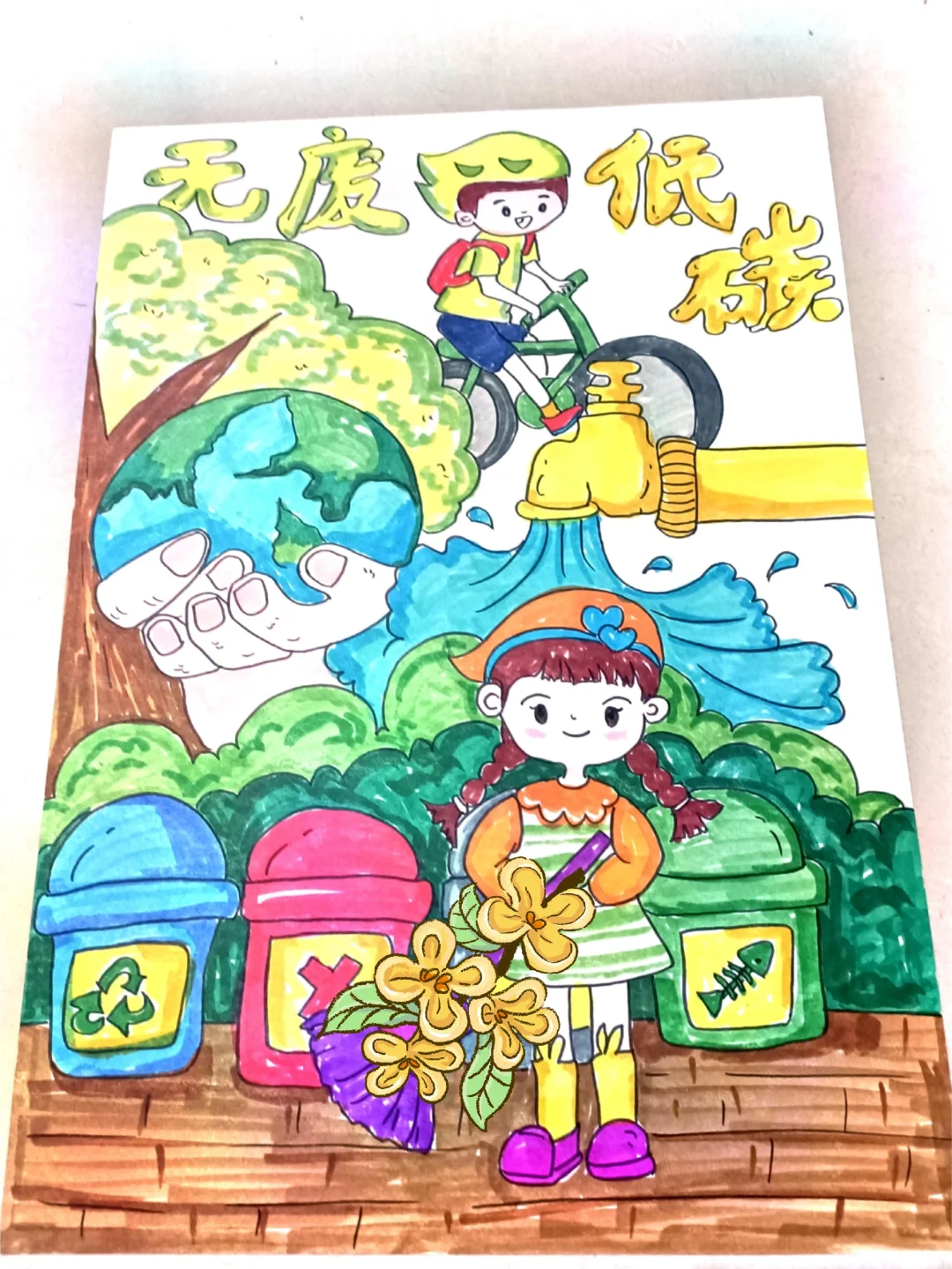 低碳出行，无废城市––主题绘画