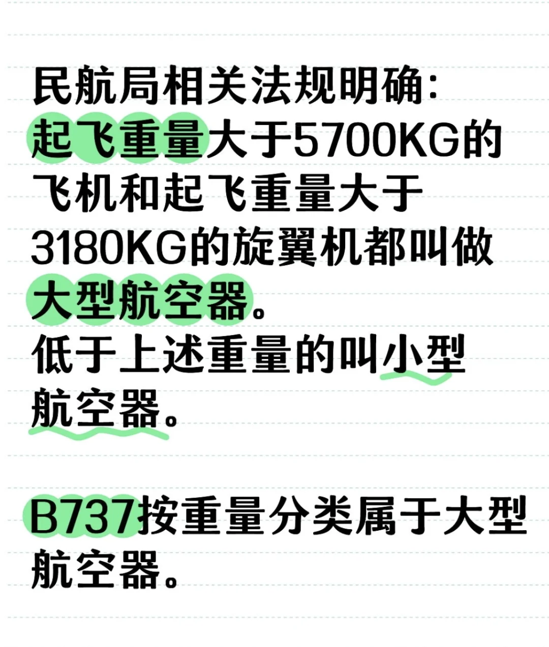 压手说：B737按重量是大型机还是中型机？