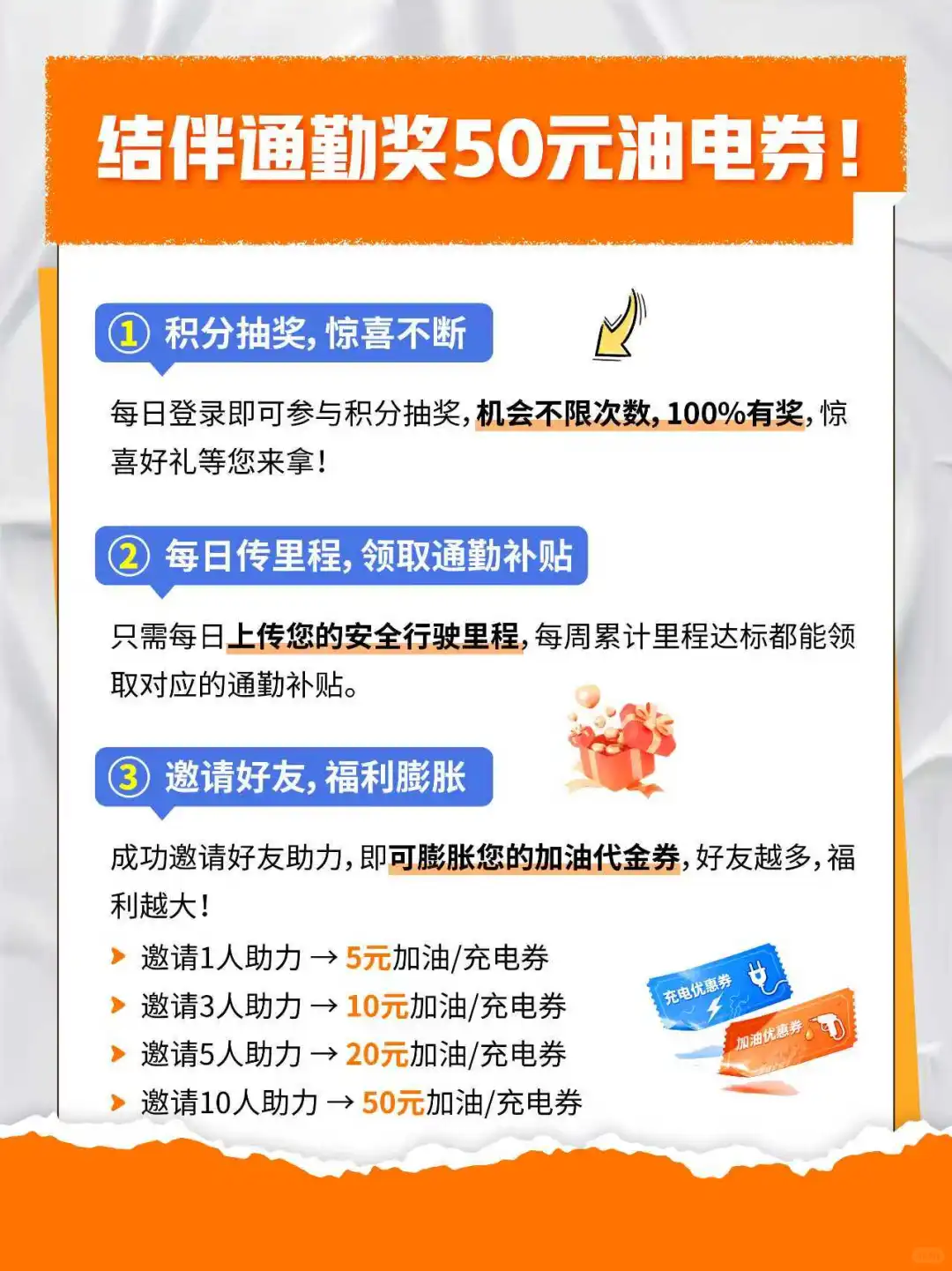 通勤节能技巧大公开！分享好友赢50元油电券