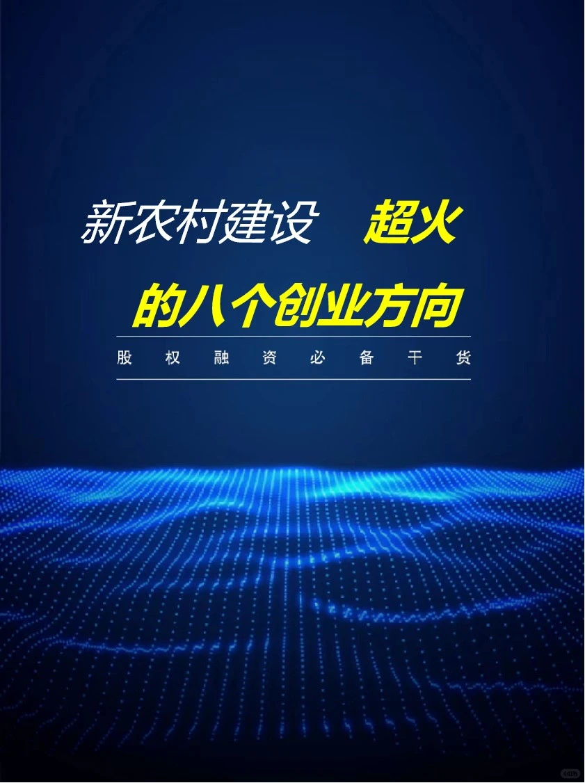 新农村建设，超火?的8个创业方向