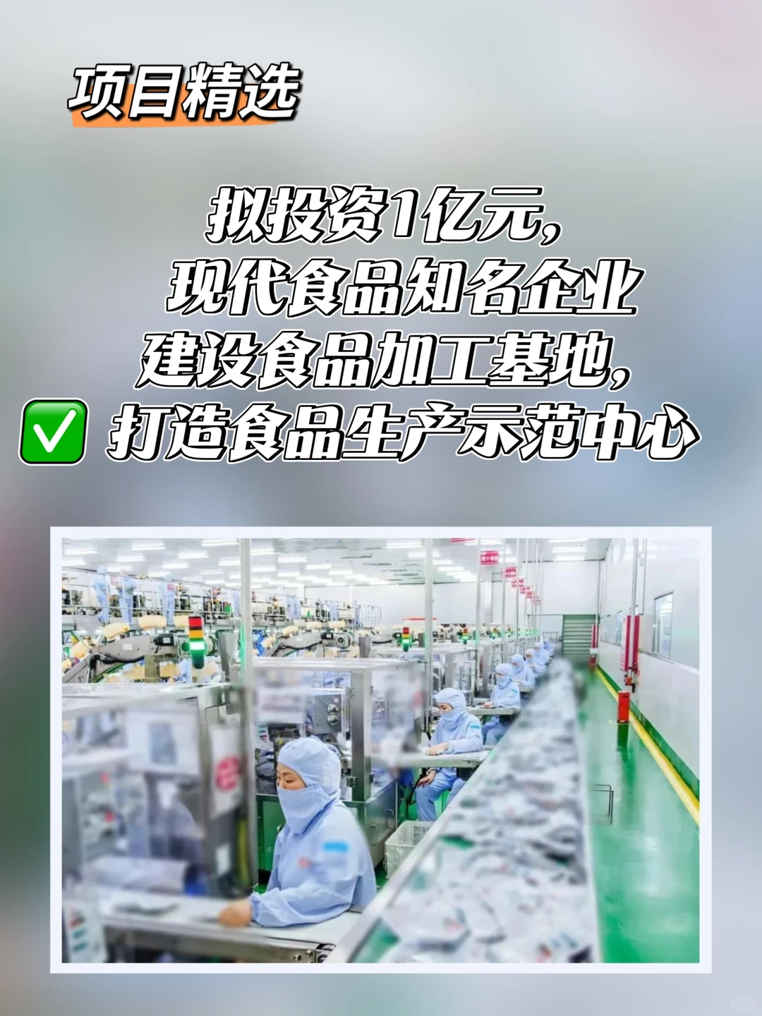 项目选址现代食品知名企业建设食品加工基地