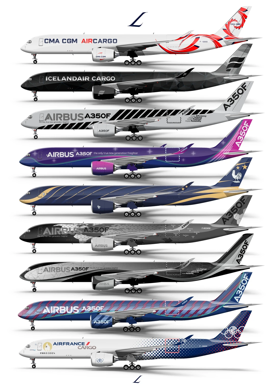 A350F不同的飞机涂装