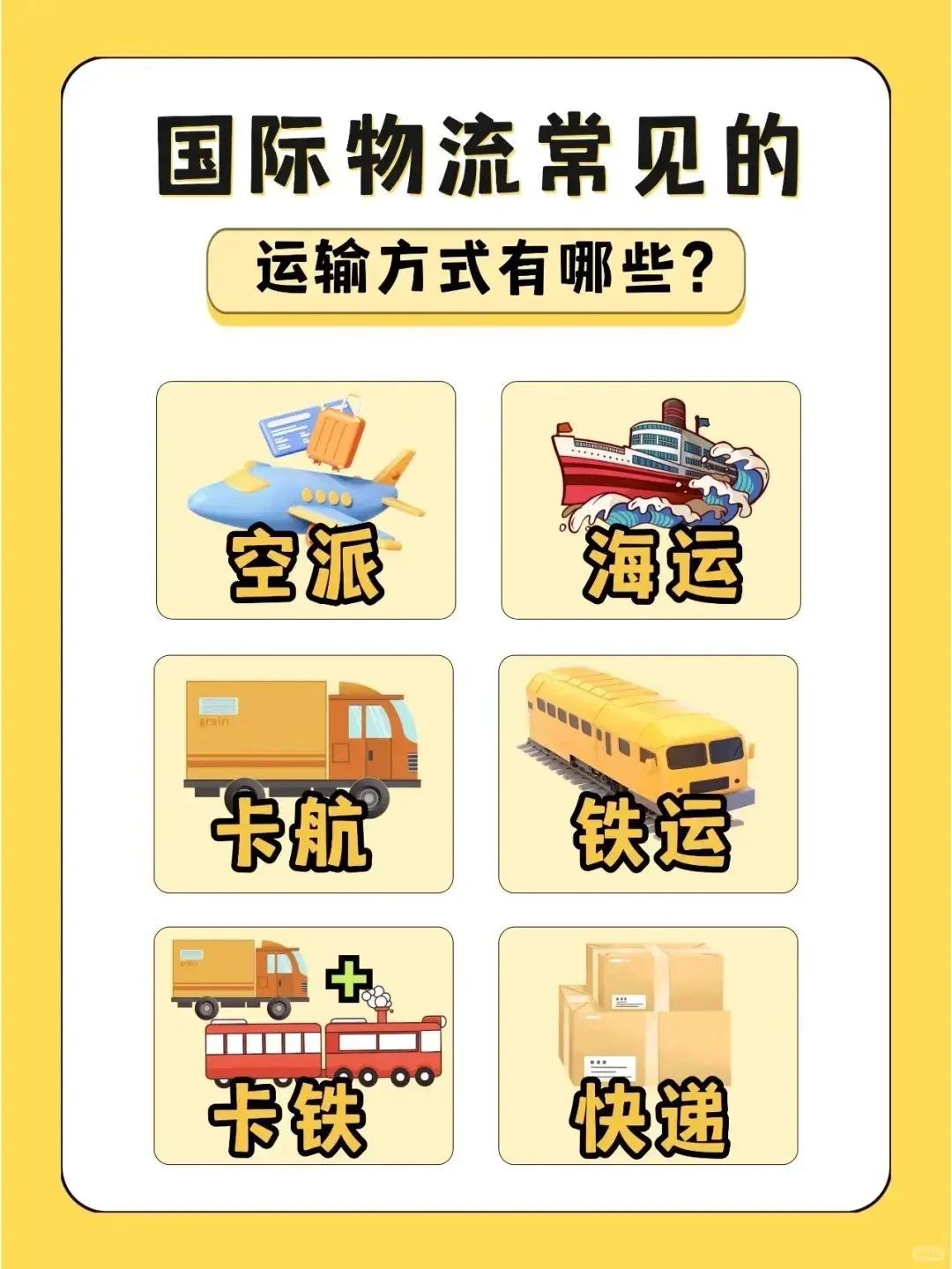 ?【一图看懂国际物流常见运输方式】