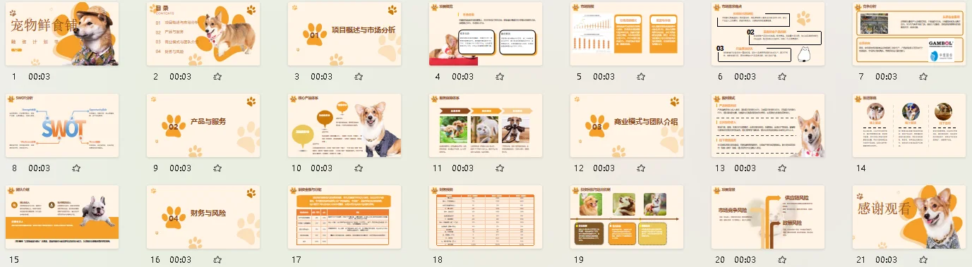 ?宠物鲜食铺融资计划书！word+ppt