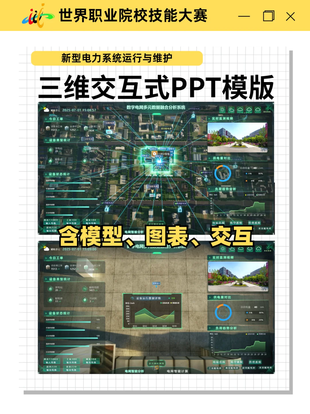 世界职业院校技能大赛|电网王炸三维PPT
