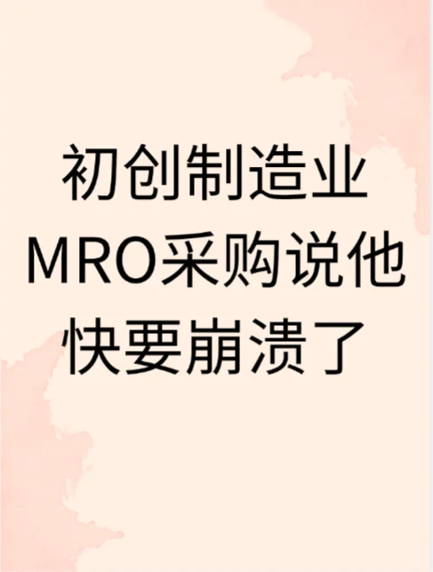 初创制造业MRO采购说他快要崩溃了