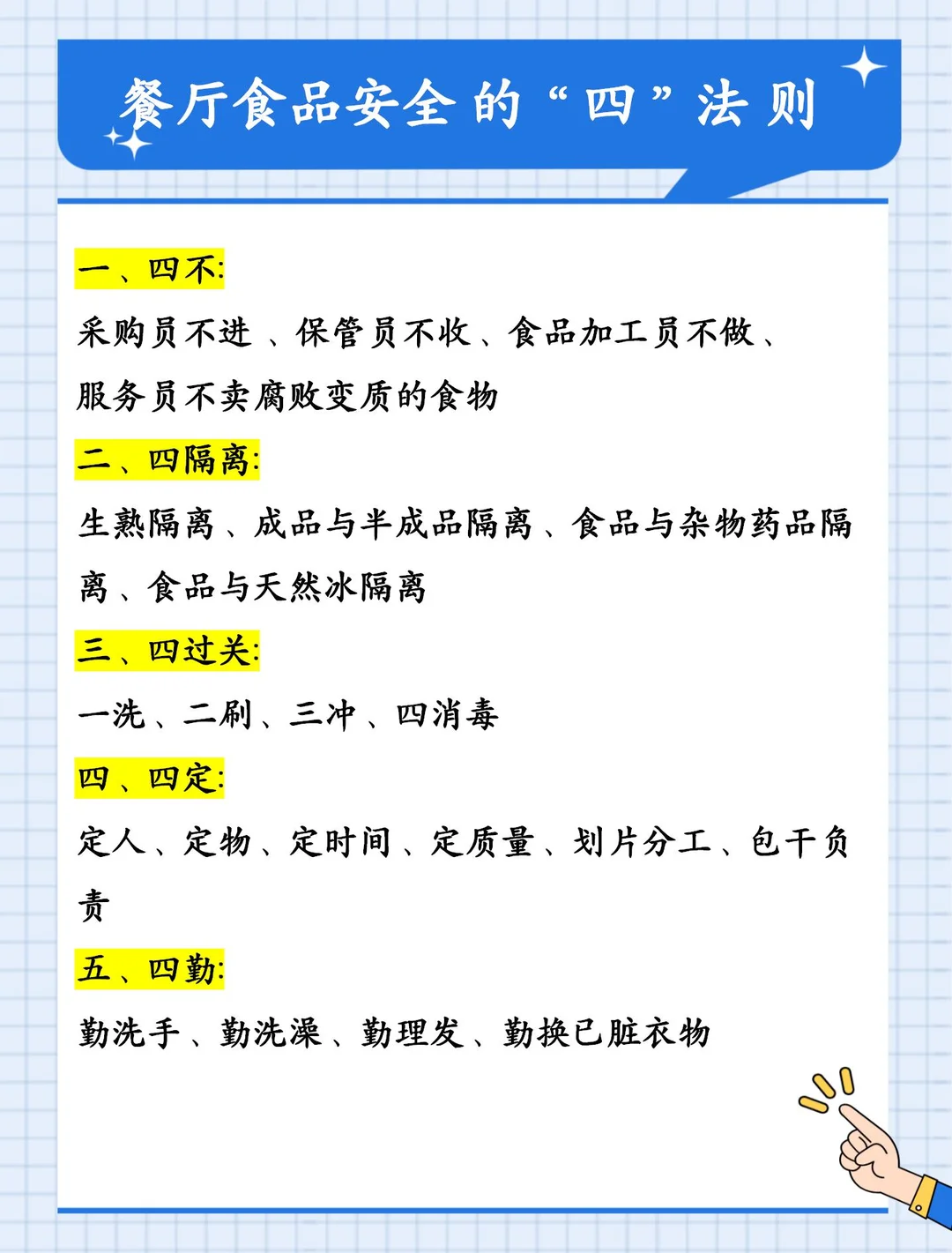 餐厅食品安全的“四”法则