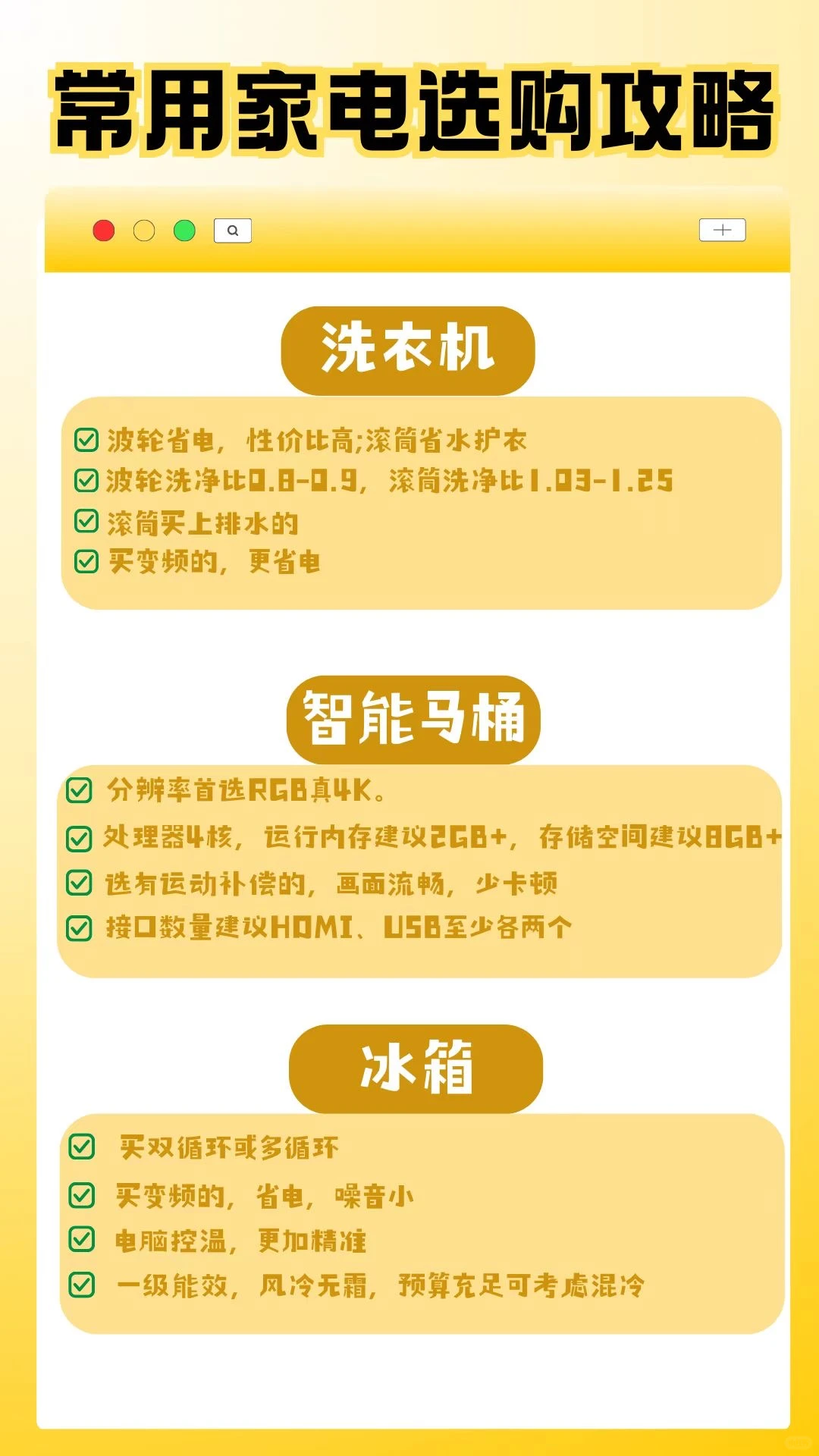 常用家电选购指南，家里装修的赶紧码住