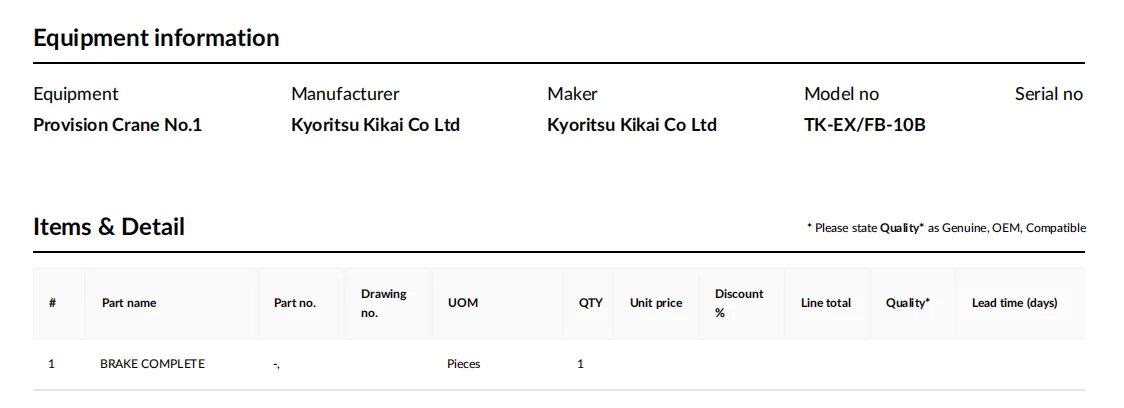 provision crane brake,CompleteBrake,Fw