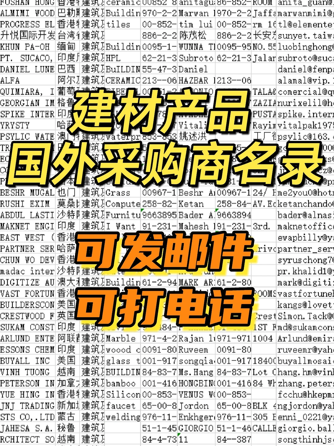 建材产品最新国外采购商名录