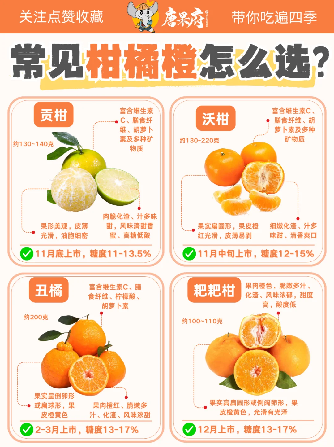 11月应季水果吃货地图?｜附柑橘挑选攻略