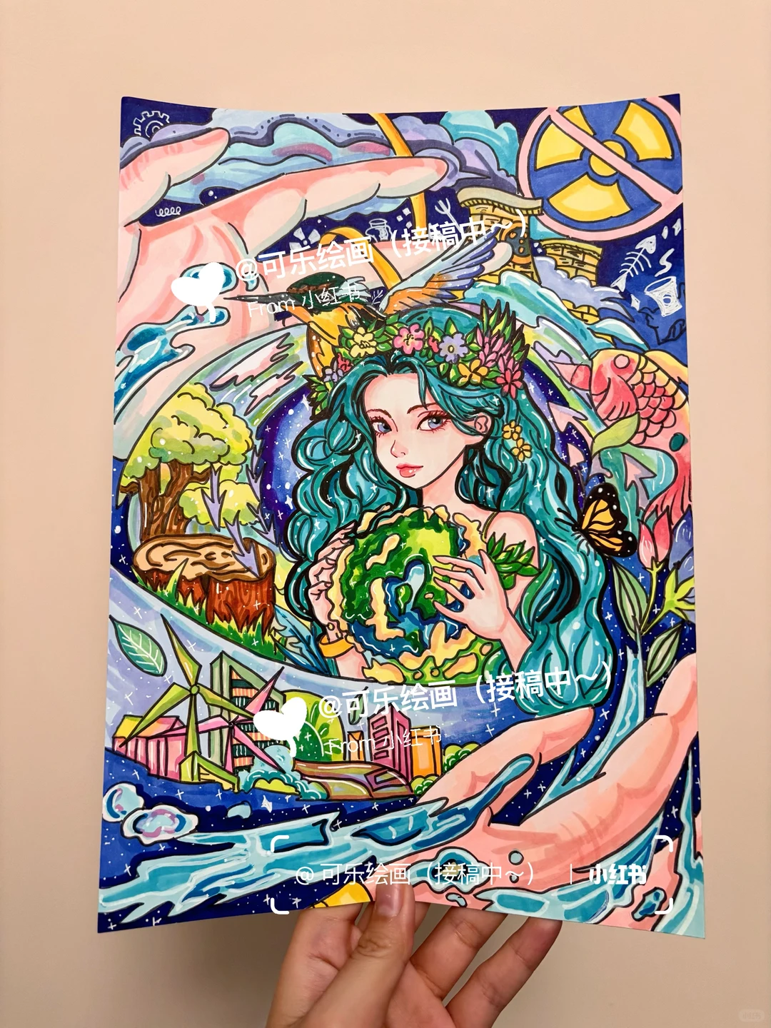 气候变化环境健康杯绘画