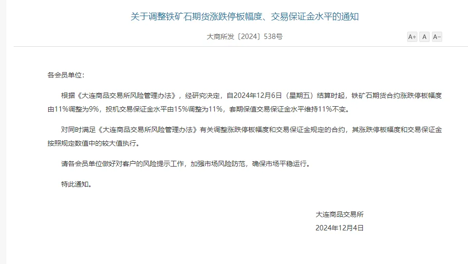 铁矿石保证金下调 套保模式不变