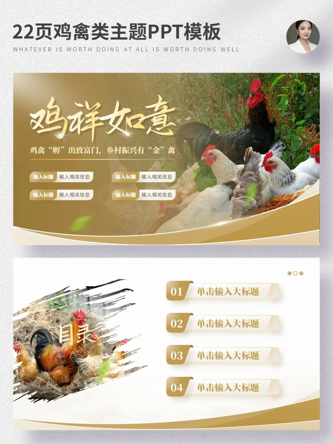 用简单的方法，做出高级感的鸡禽养殖PPT