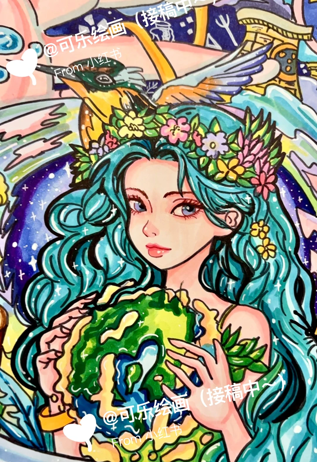 气候变化环境健康杯绘画