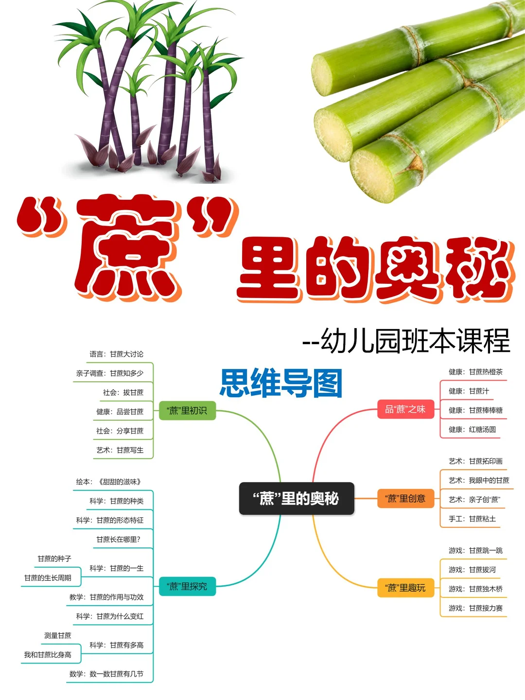 惊艳所有幼师‼️幼儿园班本课程《蔗里的奥秘》