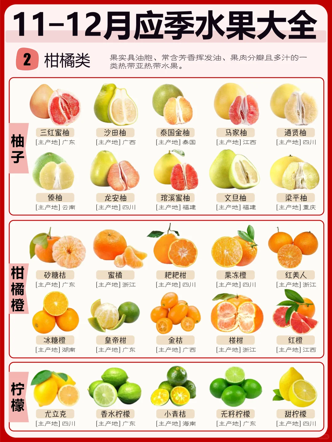 11月—12月应季水果大全