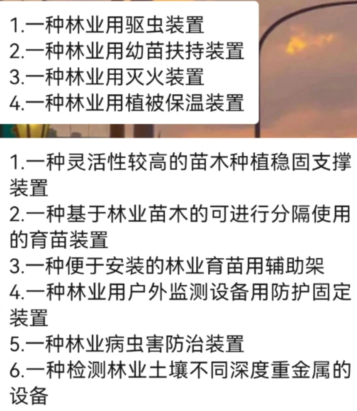 林业发明专利题目自选，有合适的联系