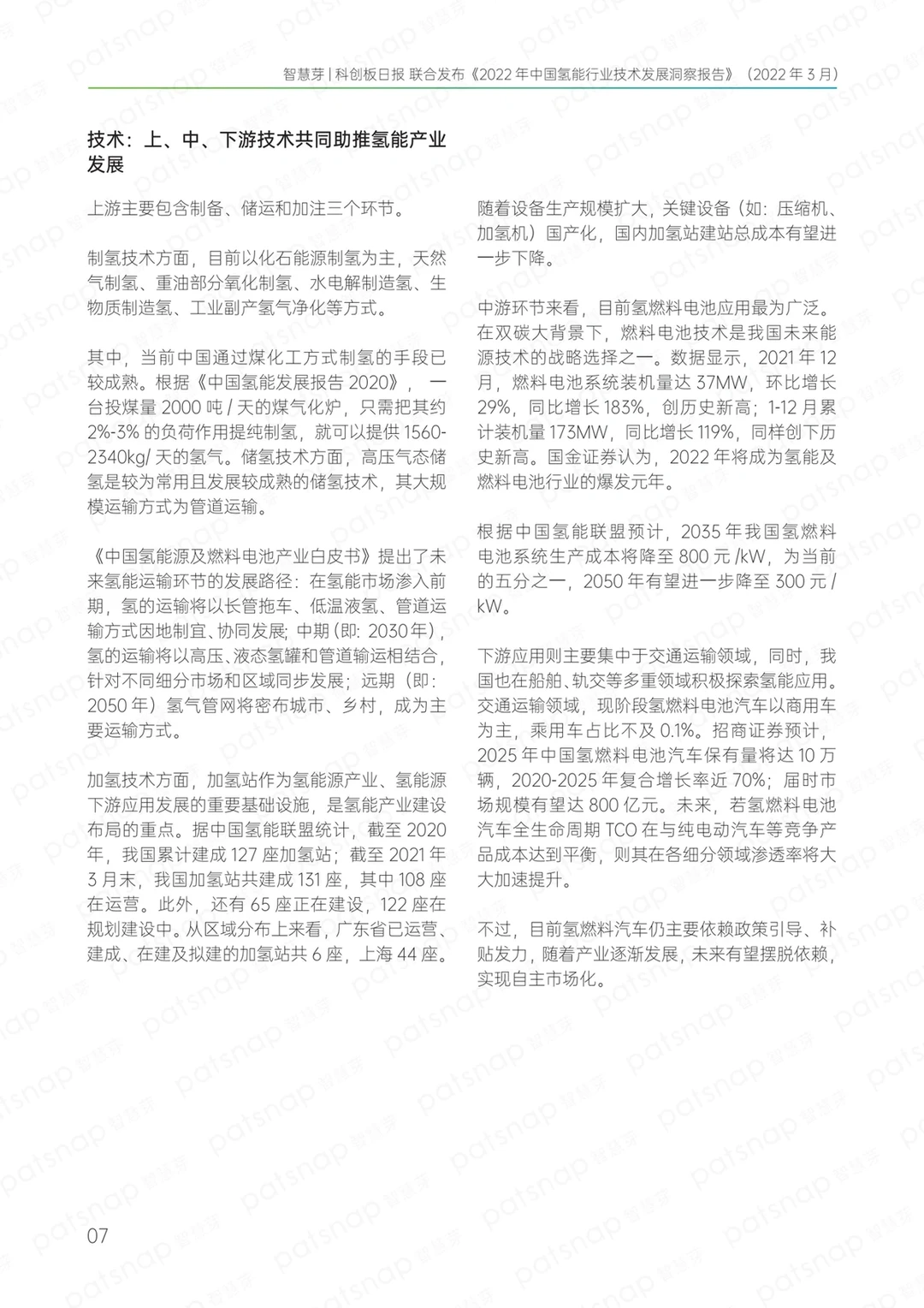 ‼️45页 2022中国氢能行业技术发展洞察报告