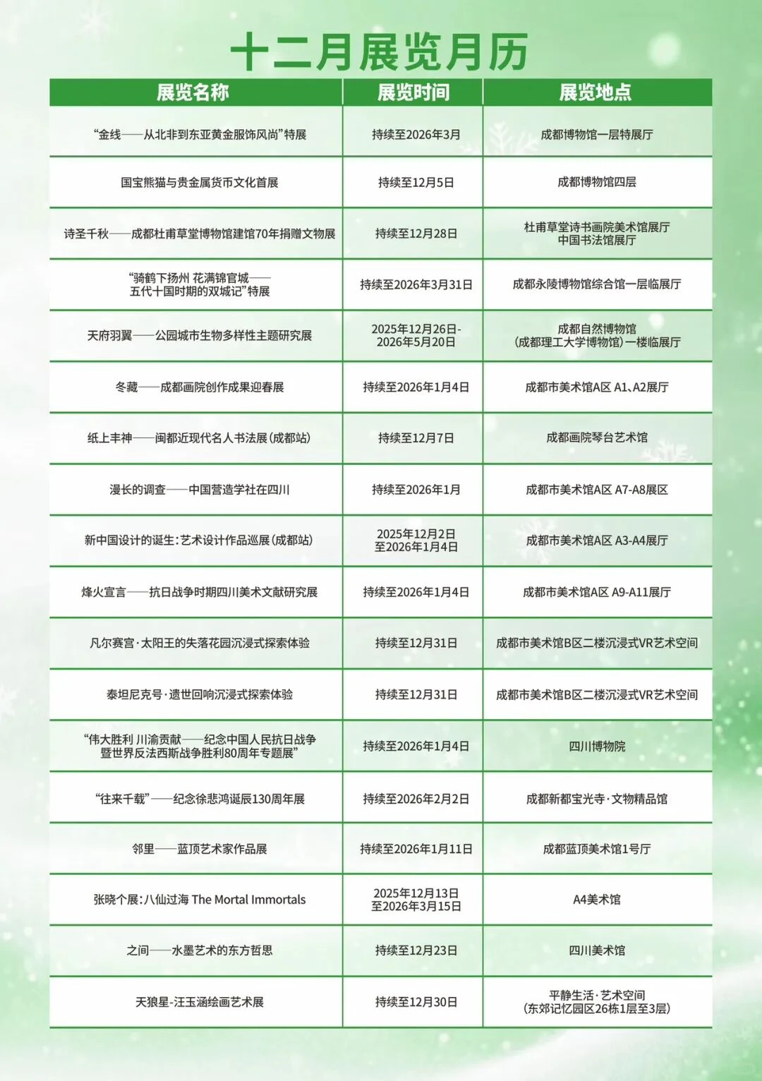 成都12月活动汇总(12.1-12.31)
