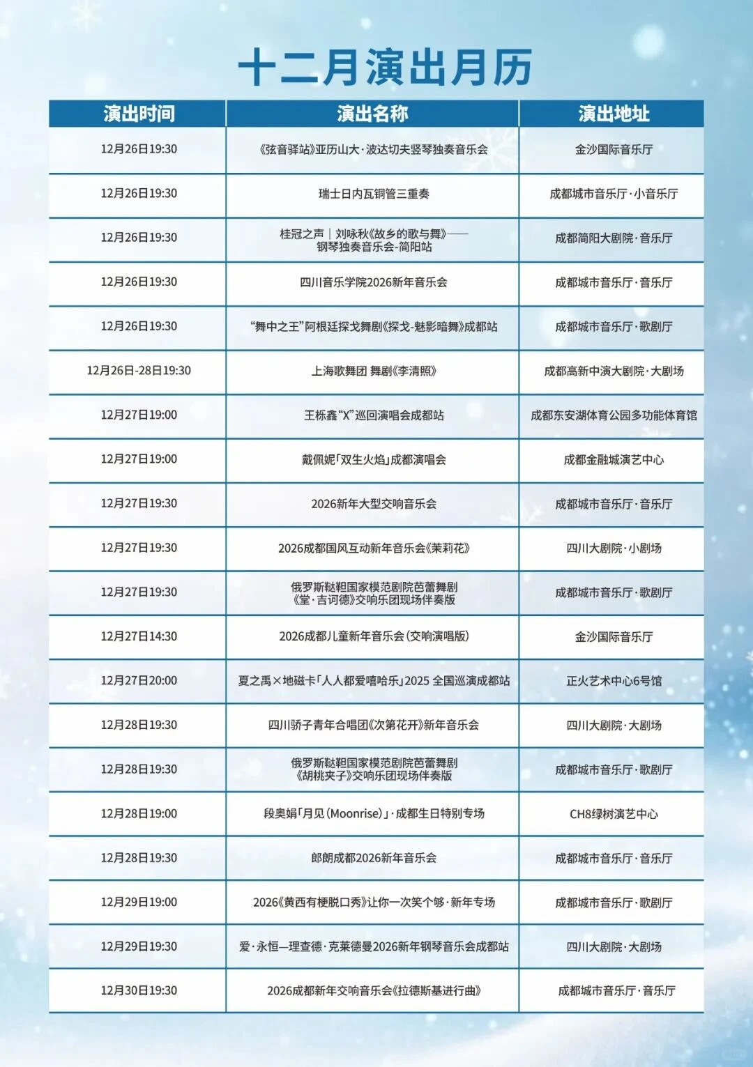 成都12月活动汇总(12.1-12.31)