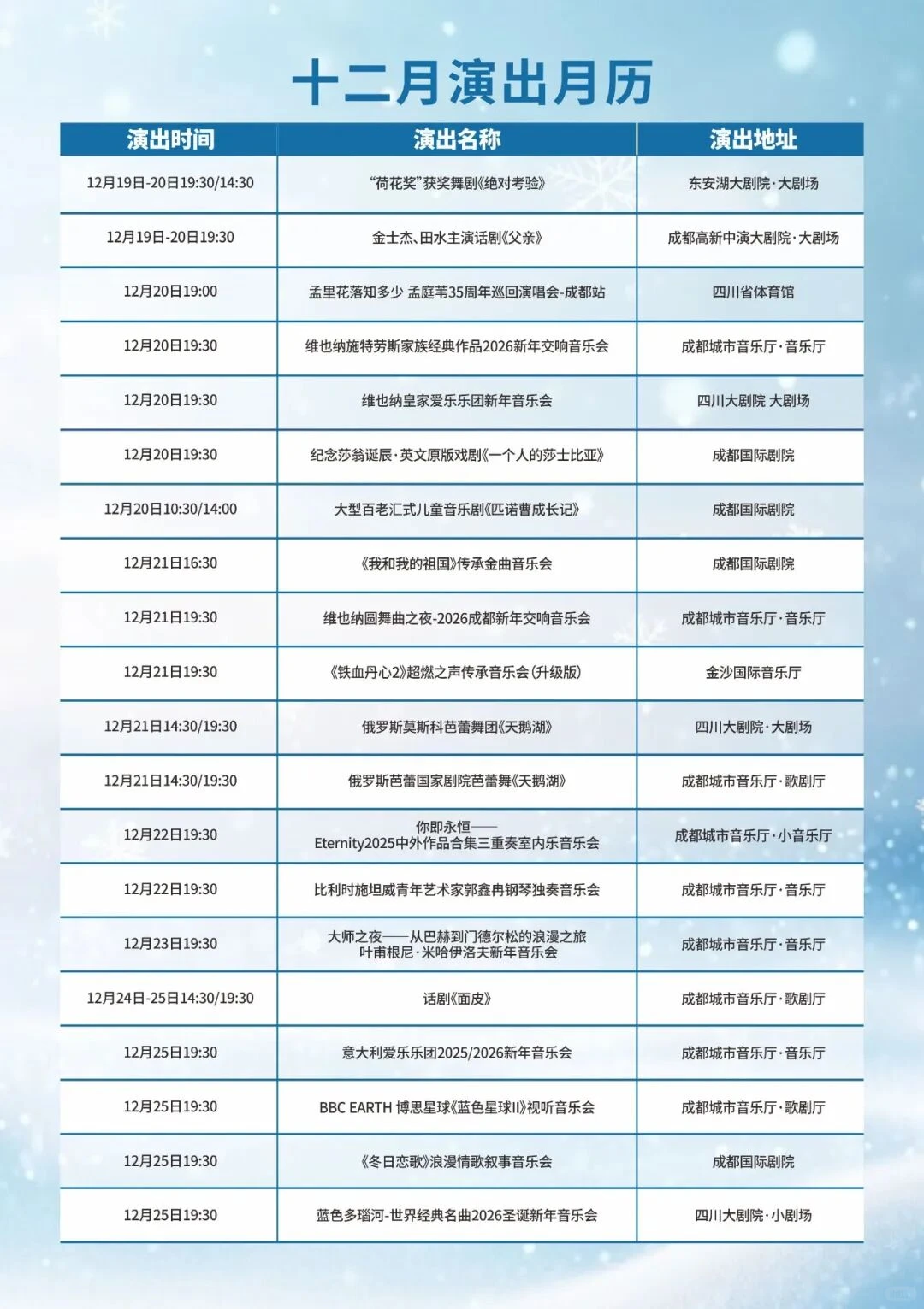成都12月活动汇总(12.1-12.31)