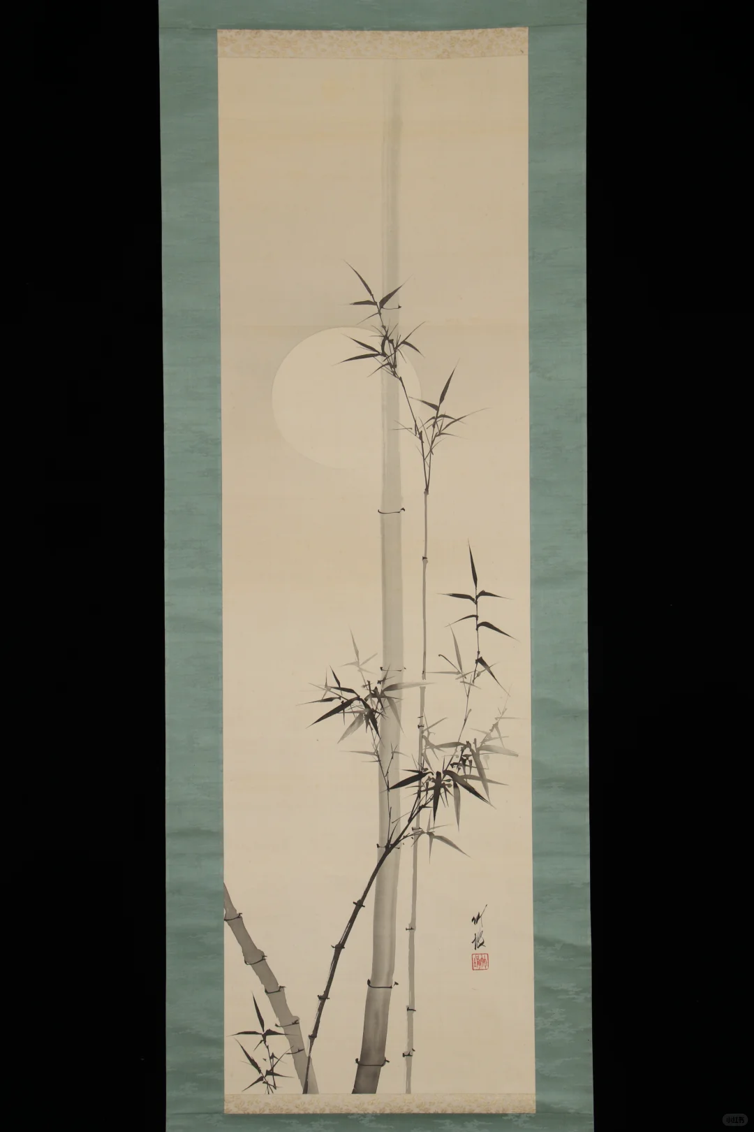 尾竹竹坡《月下竹》日本回流字画 手绘名家
