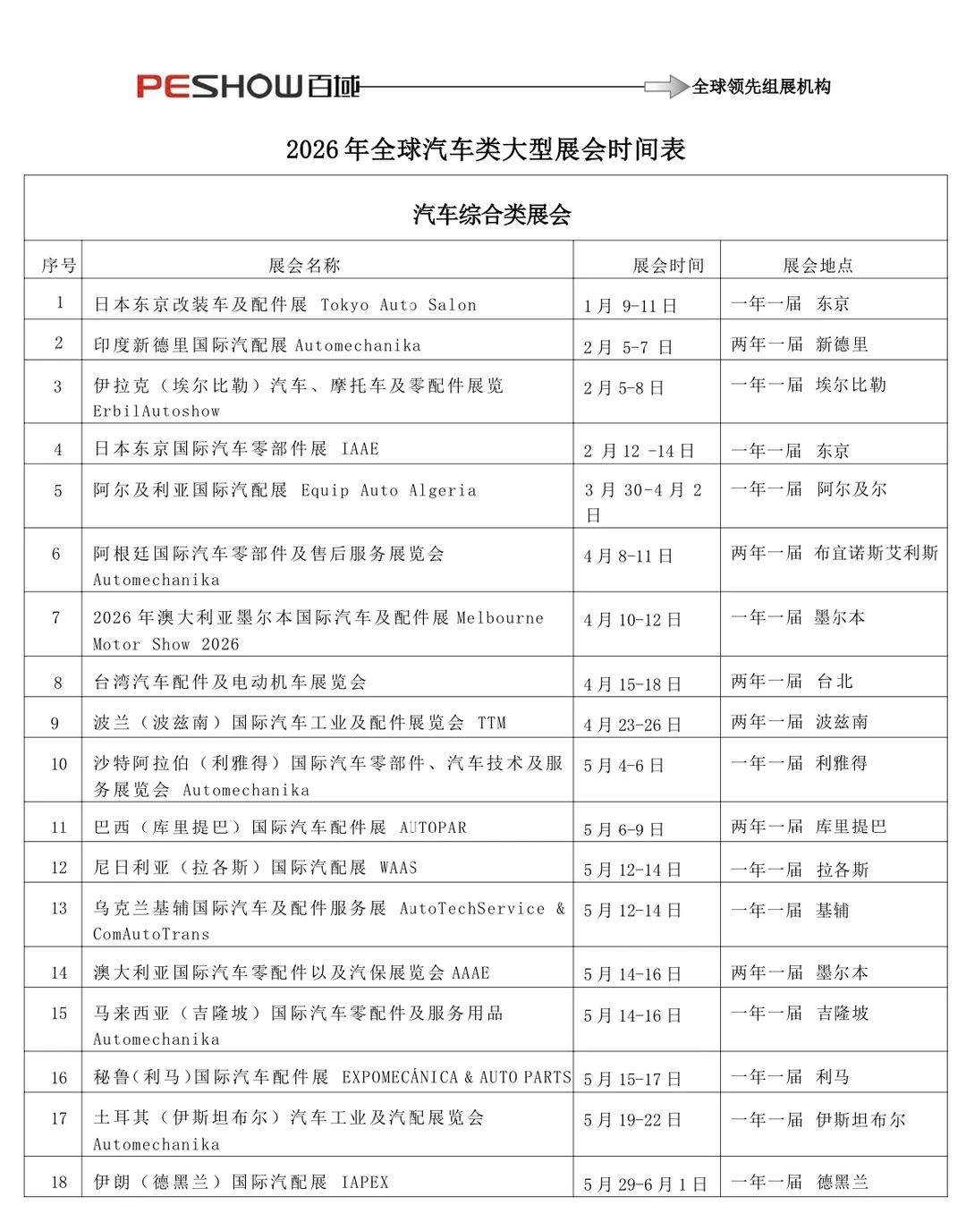 26年最新展会计划表