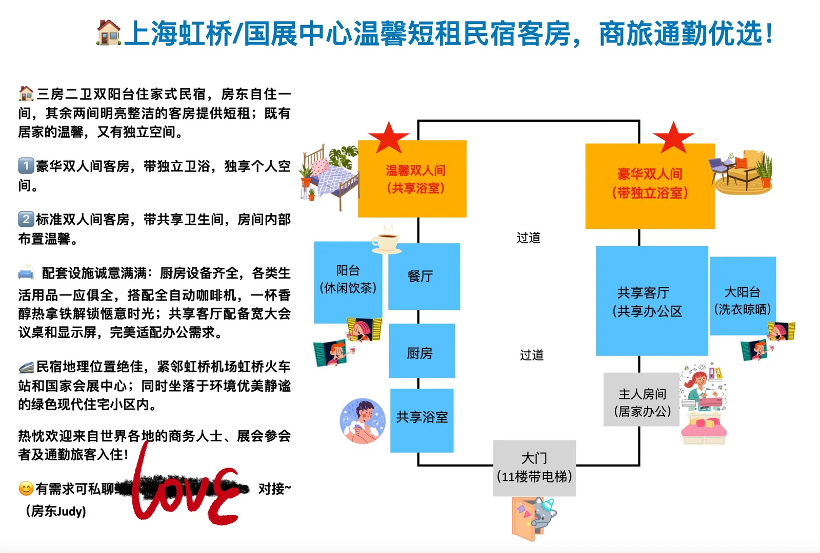 虹桥机场火车站国家会展中心温馨民宿