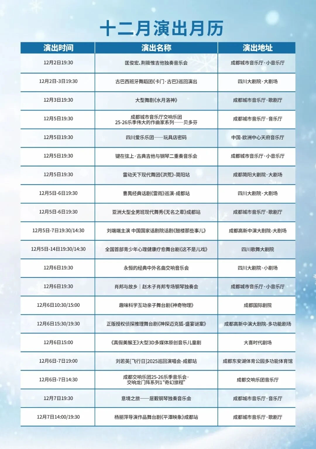 成都12月活动汇总(12.1-12.31)