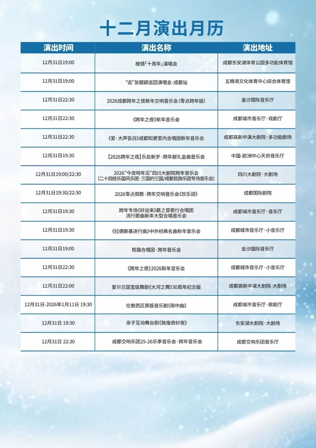 成都12月活动汇总(12.1-12.31)