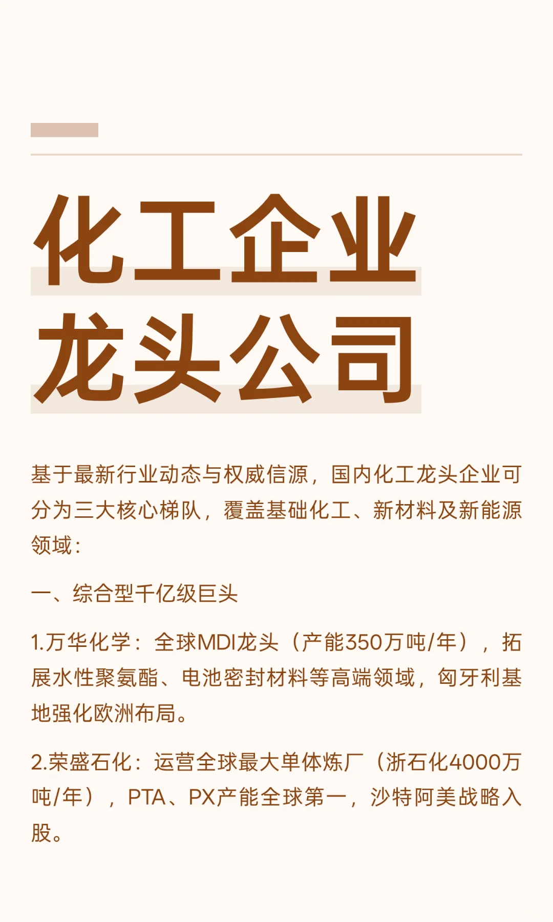 化工企业龙头公司