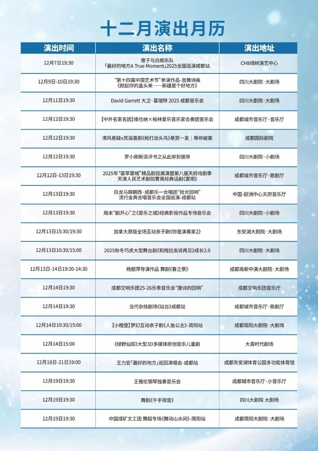 成都12月活动汇总(12.1-12.31)