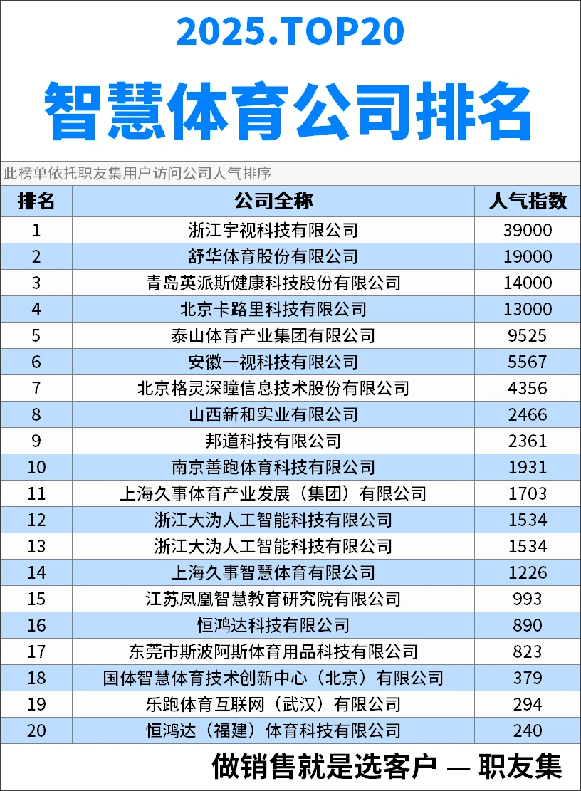 2025年中国‌智慧体育公司排行榜
