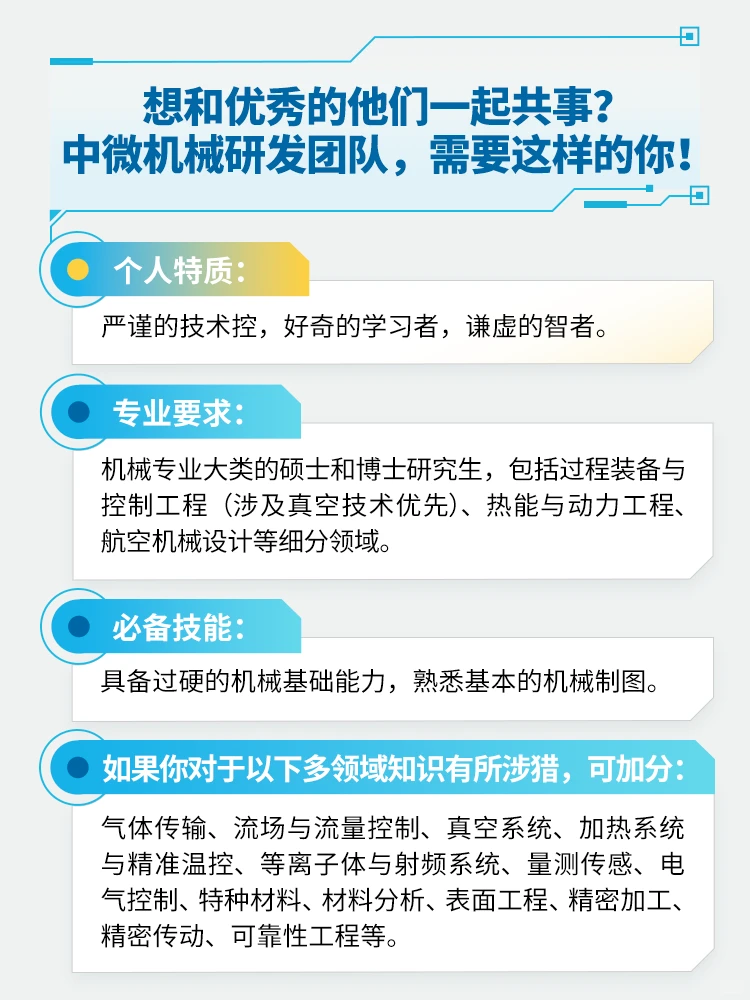 中微机械研发团队需要这样的你！⚙️