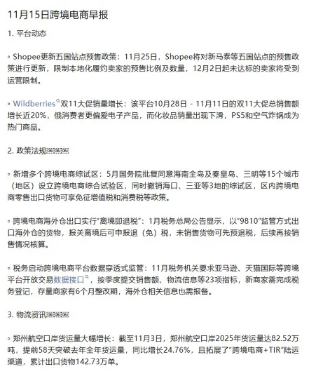 跨境早报 11月12日星期三 ✅今日热点