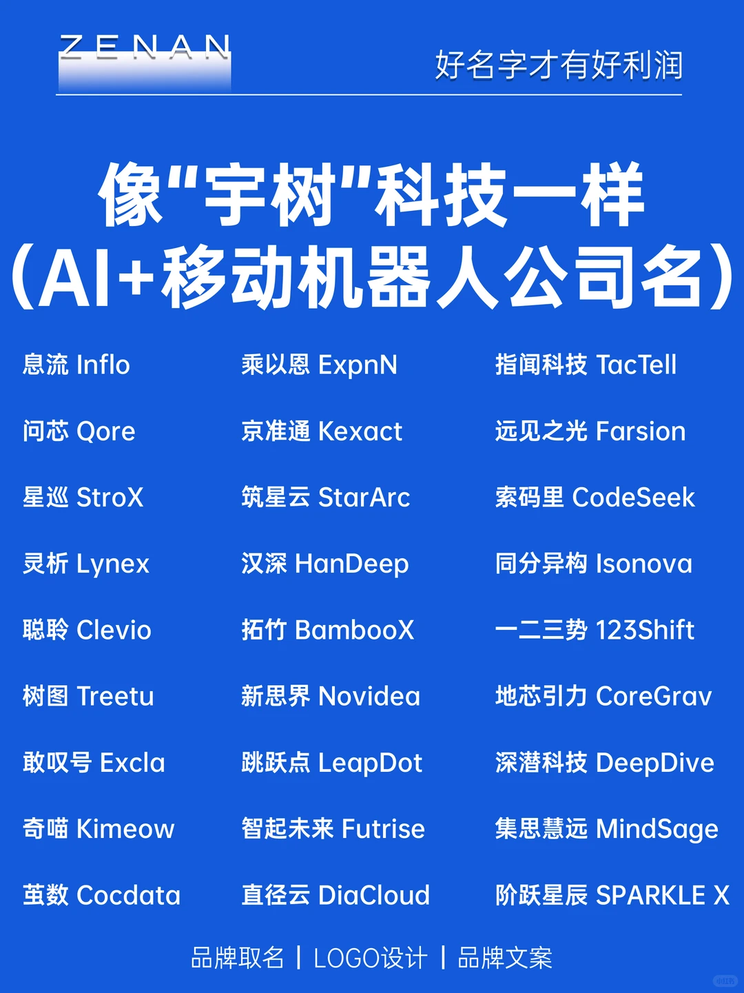 像“宇树”科技一样 AI+移动机器人公司名