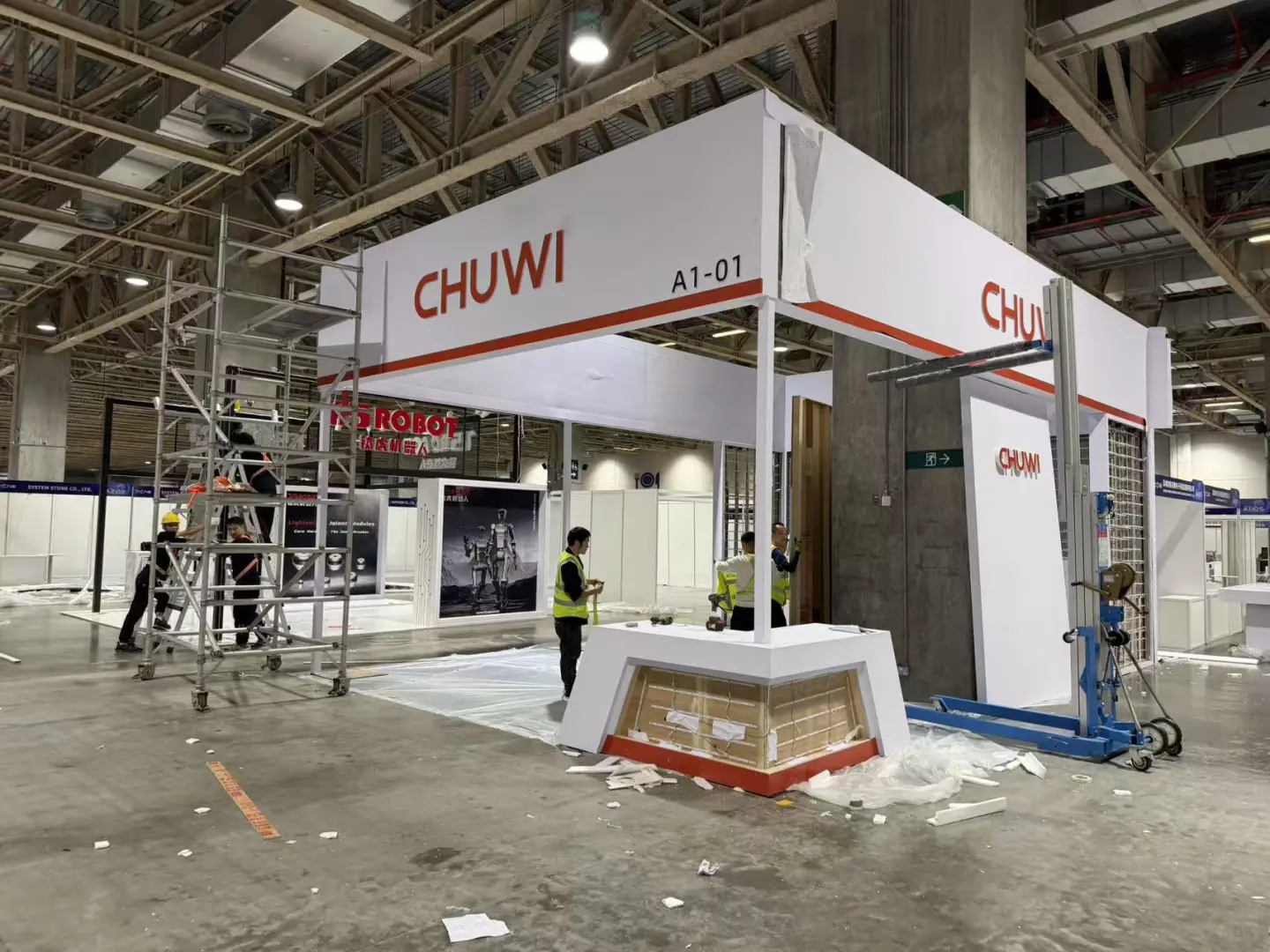 澳门AIE电子展倒计时！倬汇主场搭建ing⋯