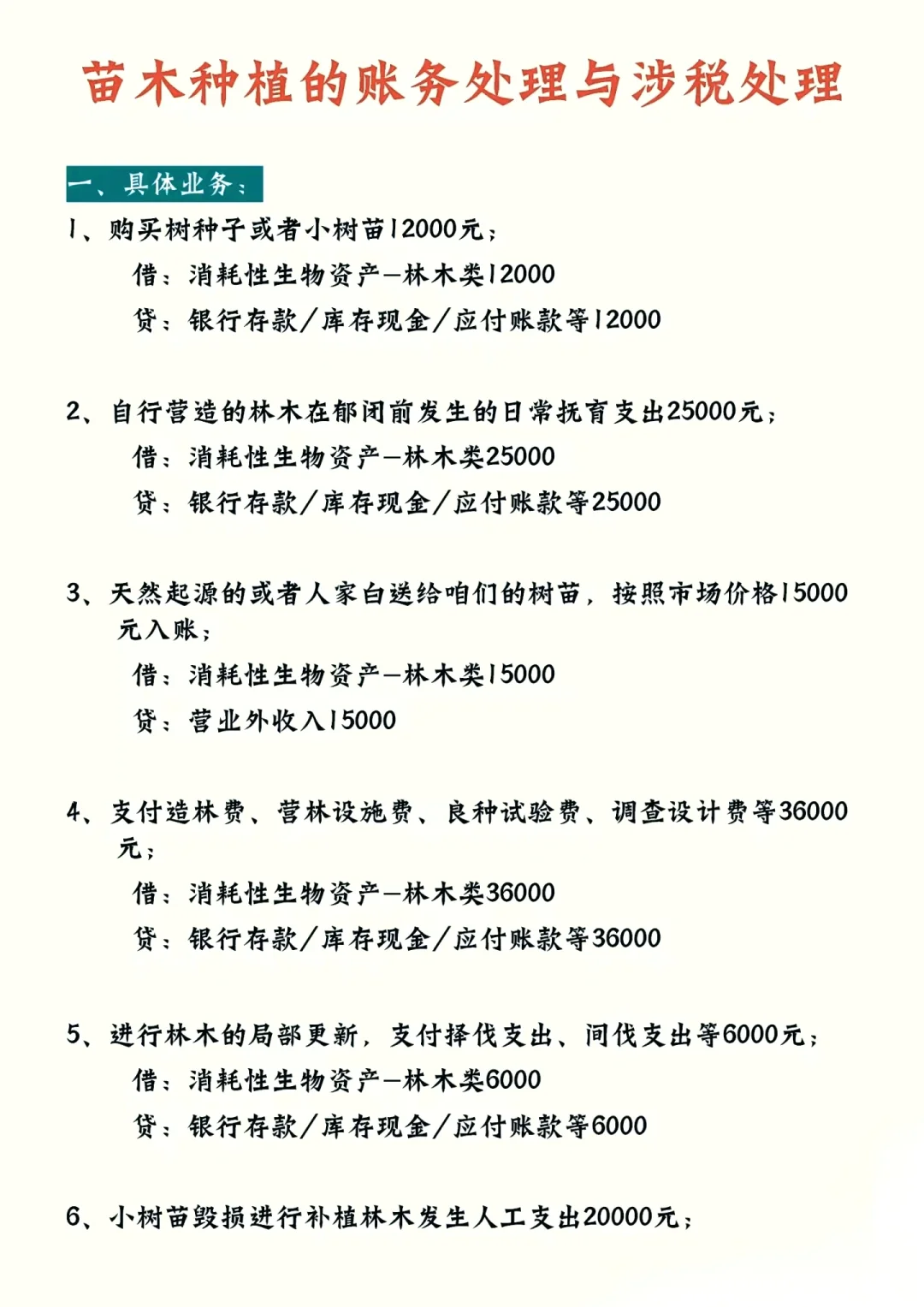 苗木种植的账务和涉税处理