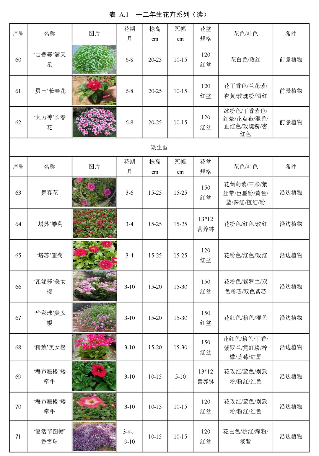 河南地区常用花境植物材料品种清单（一）