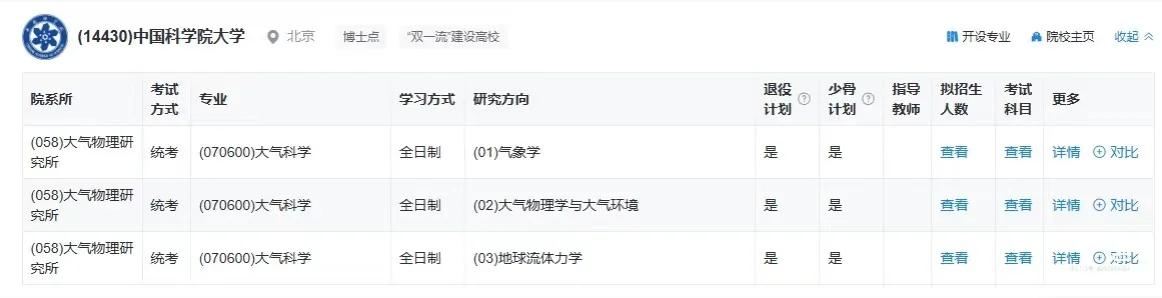 2026研招网大气科学汇总（1）